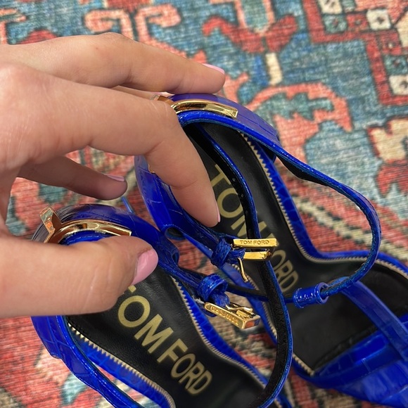 NWT TOM FORD Croc Iconic T 105 Sandal in cobalt size 36 / US 6 - Picture 13 of 13